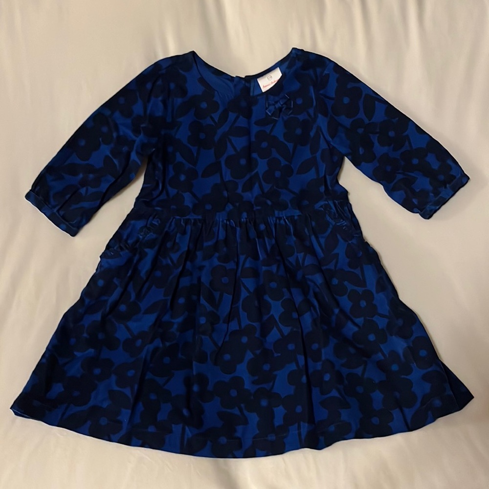 🖤Hanna Andersson blue floral corduroy dress youth🖤